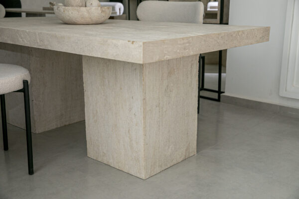 AE7A3215 Table à manger rectangle en travertin
