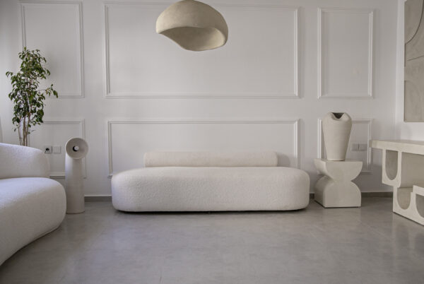 AE7A3280 Canapé en tissu bouclette