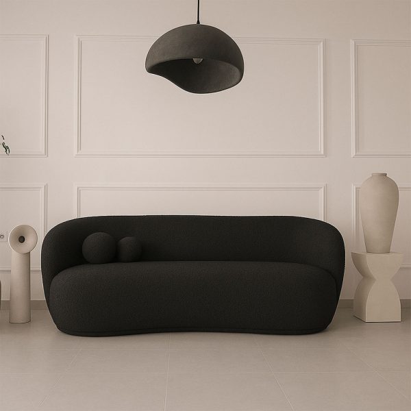 Canapé en tissu bouclette noir