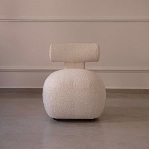 Fauteuil TILILA en tissu bouclette blanc