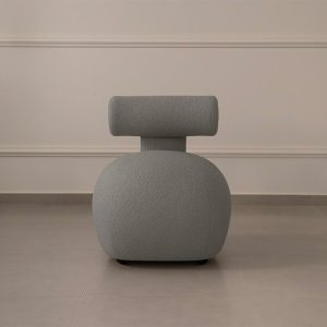 Fauteuil en tissu bouclette gris