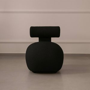 Fauteuil TILILA en tissu bouclette noir