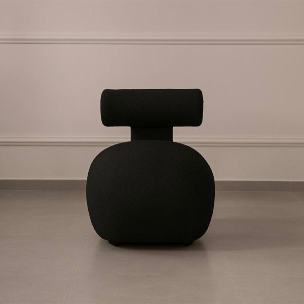Fauteuil TILILA en tissu bouclette noir