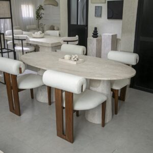 Table à manger ovale en travertin