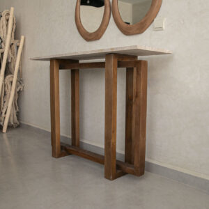 Console en travertin et support en bois