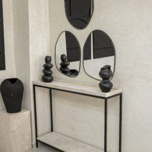 Console en travertin et fer forgé