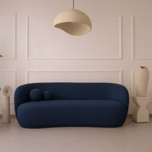 Canapé en tissu bouclette bleu nuit