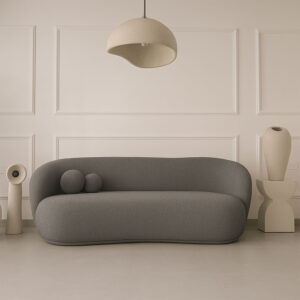 Canapé en tissu bouclette gris