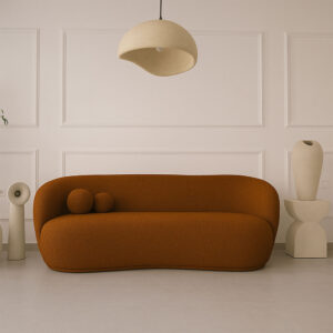 Canapé en tissu bouclette marron