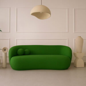 Canapé en tissu bouclette vert