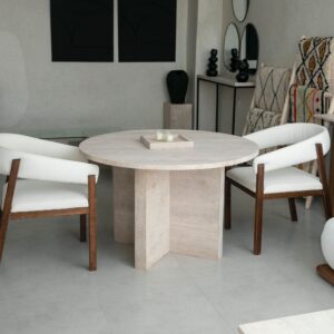 Table à manger ronde en travertin