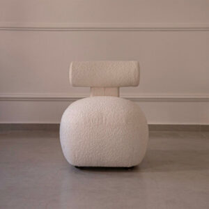 Fauteuil TILILA en tissu bouclette blanc