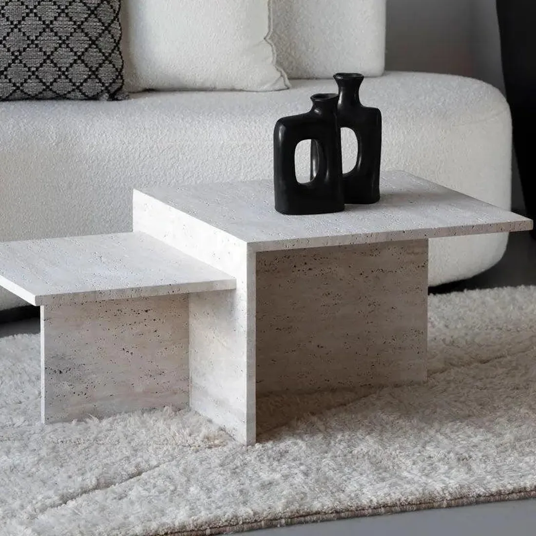 Table Basse Ciment Travertin