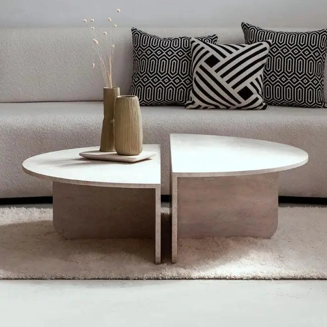 Table Basse Marron Travertin