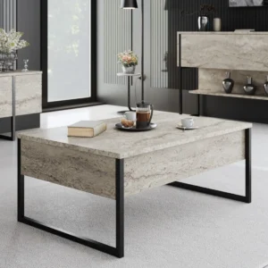 Table Basse Noir Travertin