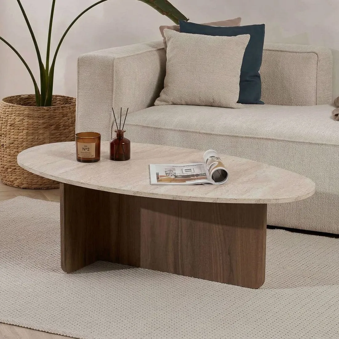 Table Basse Travertin 120 Cm