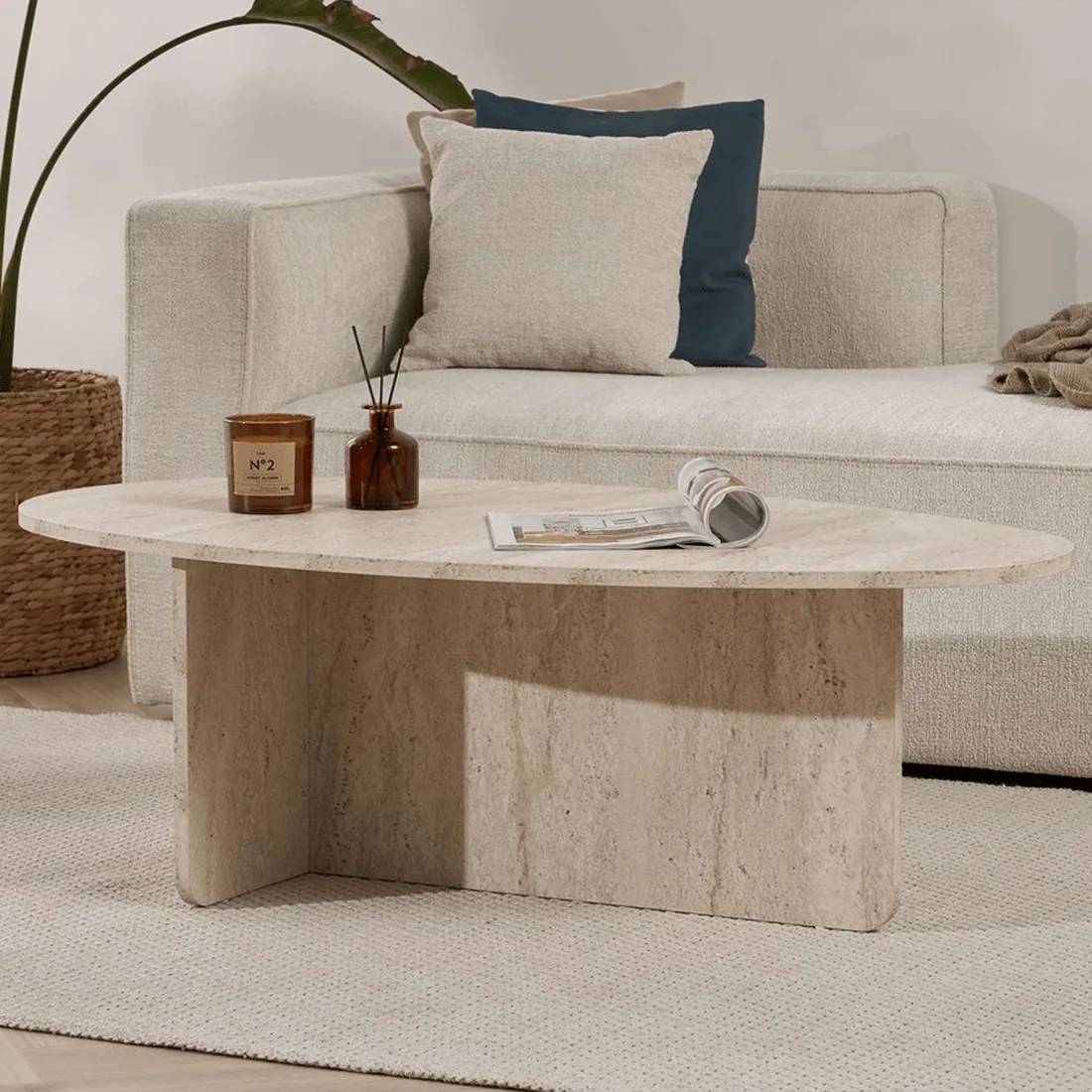 Table Basse Travertin 60 Cm