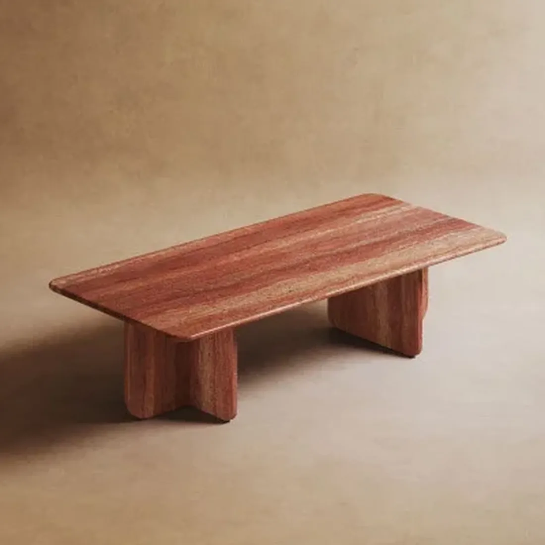 Table Basse Travertin Rouge