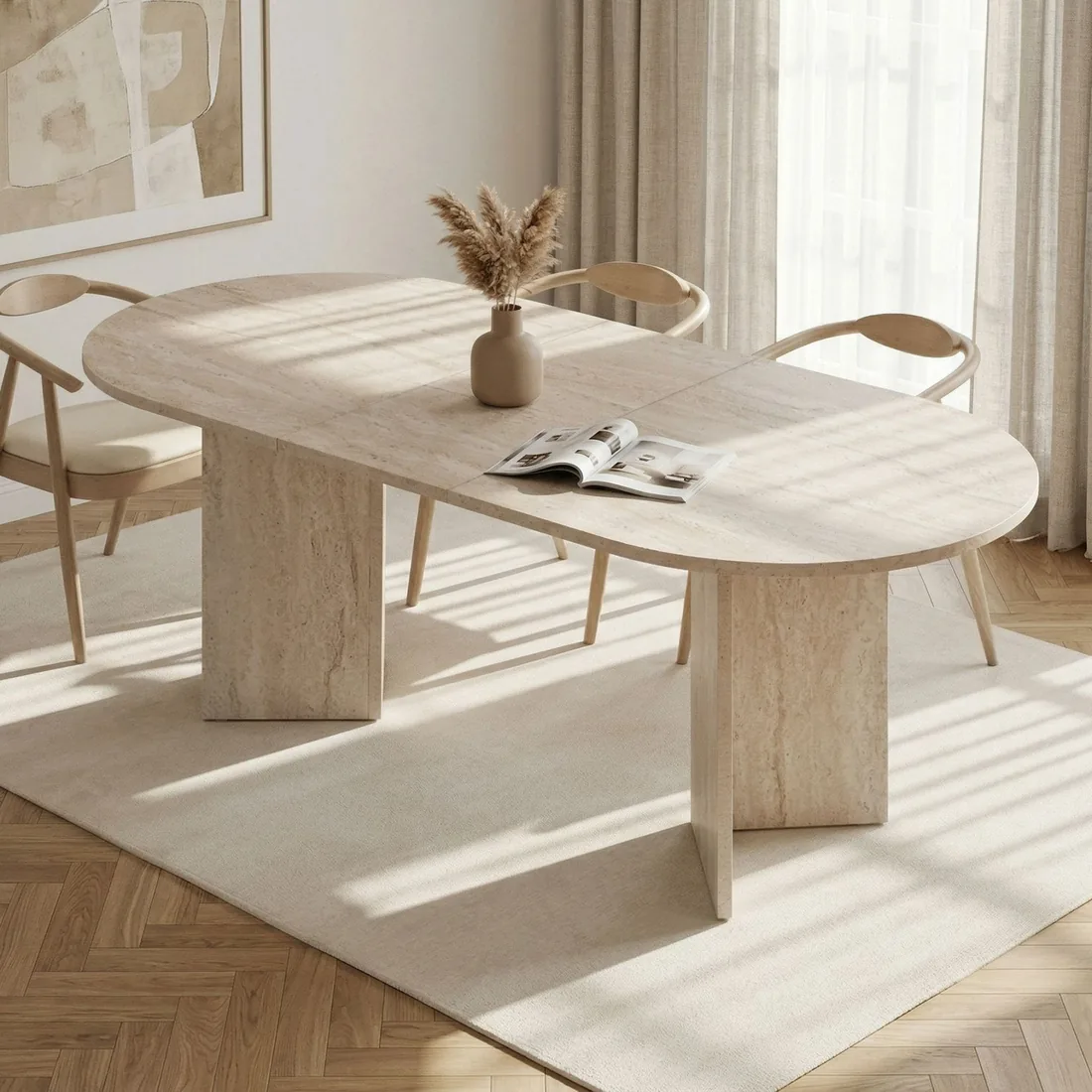 Table Travertin Extensible