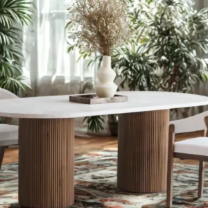 Table Travertin Et Bois