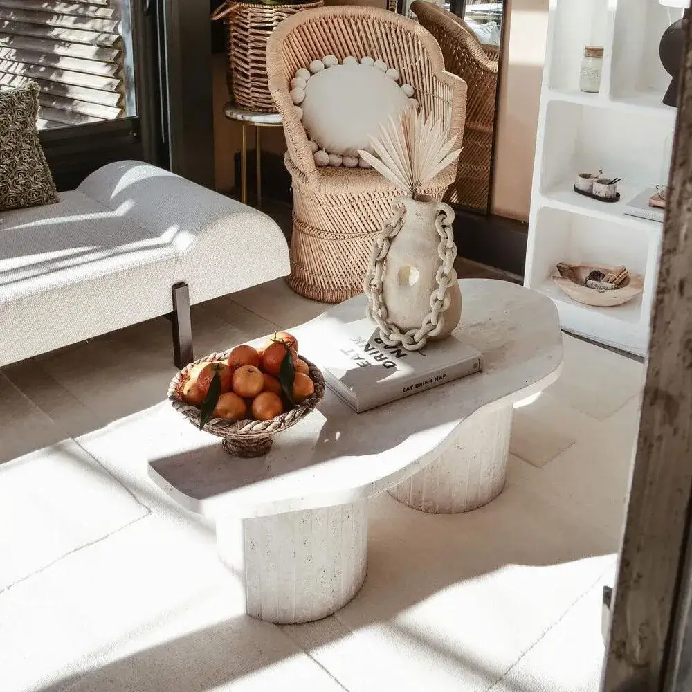 Table Basse Organique Travertin