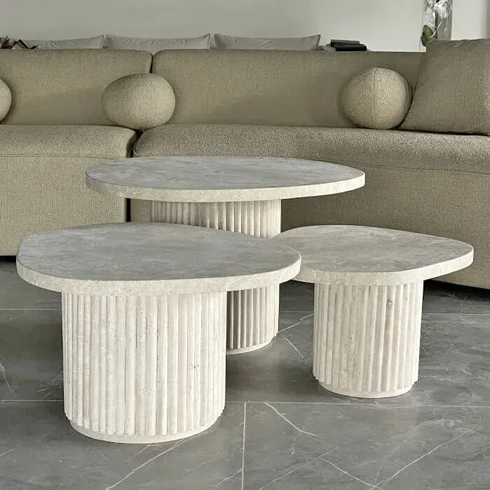 Table Basse Travertin Gigogne – Image 2